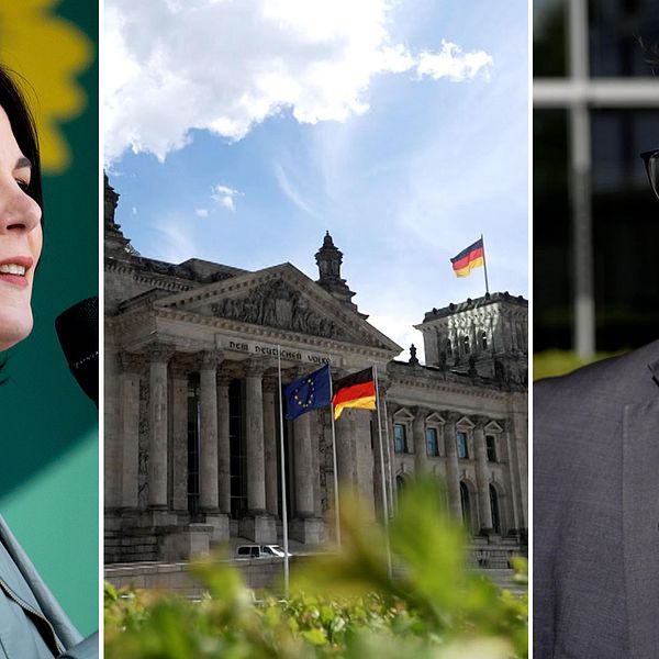 Annalena Baerbock, en av ledarna för De gröna i Tyskland och kanslerkandidat, i mitten Förbundsdagen och till höger Oliver Krischer, vice gruppledare för partiet i Förbundsdagen.