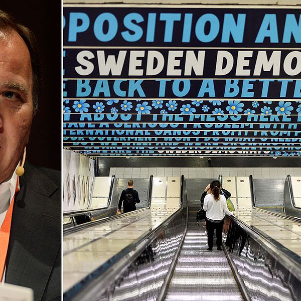 ”Bedrövlig” säger Stefan Löfven om SD-kampanjen kring tiggeri.