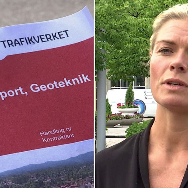 närbild på en pappersrapport från Trafikverket samt porträtt en blond kvinna: Åsa Bergqvist
