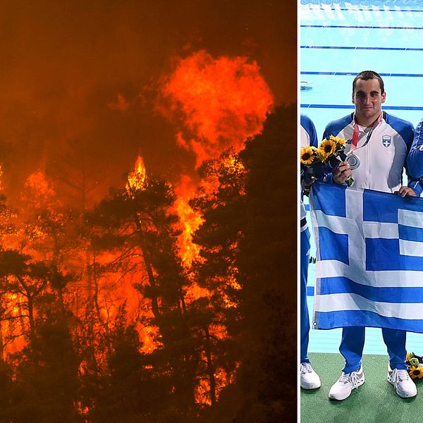 De grekiska vattenpolospelarna skänker pengar till drabbade av skogsbränderna.
