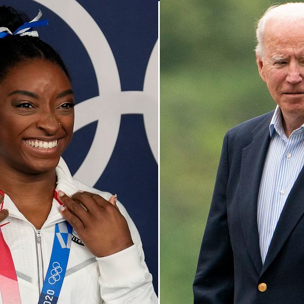 Joe Biden är imponerad över Simone Biles bedrift.