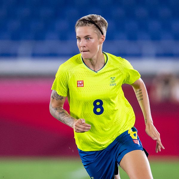 Lina Hurtig, här i landslagströjan, är nära CL-spel med Juventus.