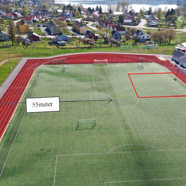 Flygbild över Kramfors idrottsplats.