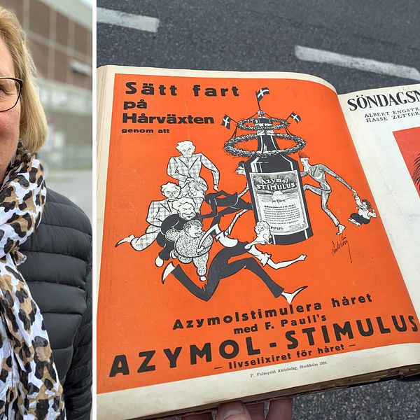 Katarina Winge, anställd på Kvarnsvedens pappersbruk och en av de gamla tidningar som nu ska arkiveras.