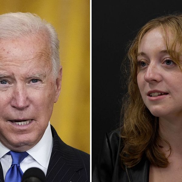 USA:s president Joe Biden / studenten och ungdemokraten Maeve Hall