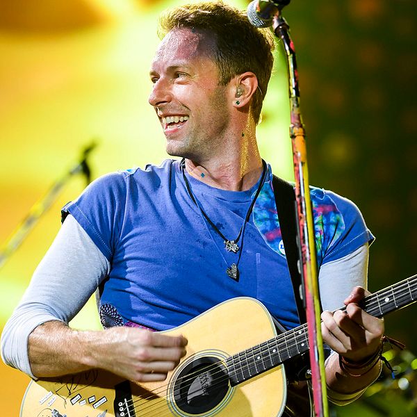 Chris Martin när brittiska gruppen Coldplay spelade på Friends Arena i Solna inför fullsatta läktare 2016.