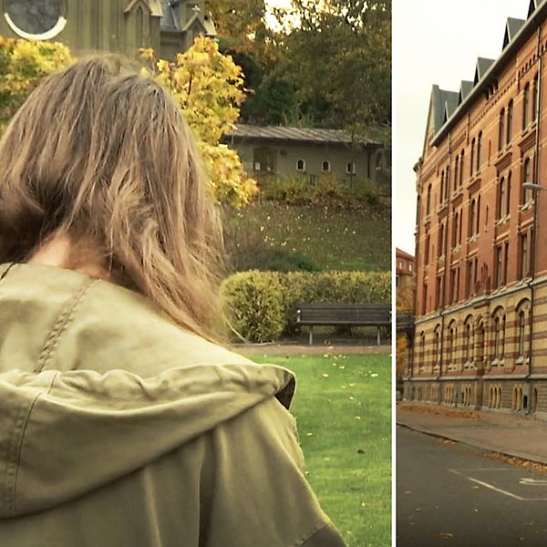 En kvinna står med ryggen mot kameran, en annan står med ansiktet mot henne