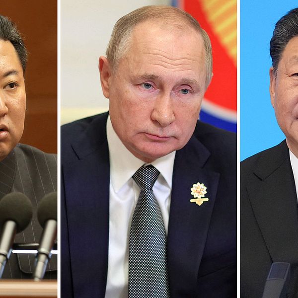 Nordkoreas Kim Jong Un, Rysslands Vladimir Putin och Kinas Xi Jinping är ledare i de tre grannländerna.