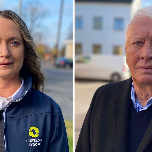 Maria Schade, förbundsdirektör på Kretslopp Sydost och More Biogas styrelseordförande Kjell Axelsson har olika bild av vems ansvar det är att plast hamnat i åkrarna.