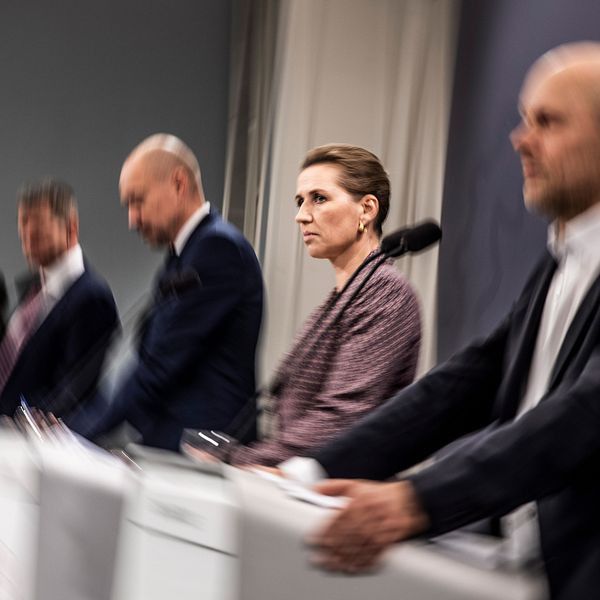 Danmarks statsminister Mette Fredriksen under en presskonferens om coronaviruset tidigare i veckan.