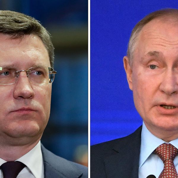 Rysslands vice premiärminister Alexander Novak och president Vladimir Putin.