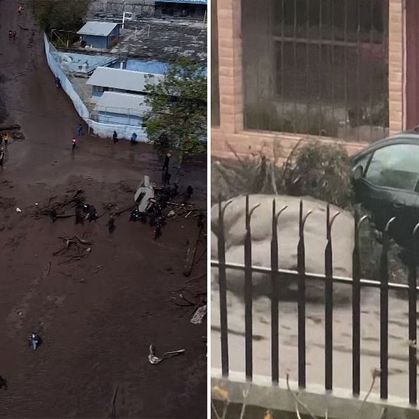 Bilder på förödelse och lertäckta gator i Quito.