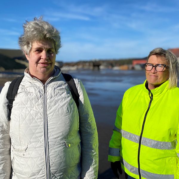 Carina Gullberg och Maria Gustafsson i Otterbäckens hamnområde