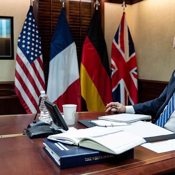 USA:s president Joe Biden i ett Situationsrummet i Vita huset.