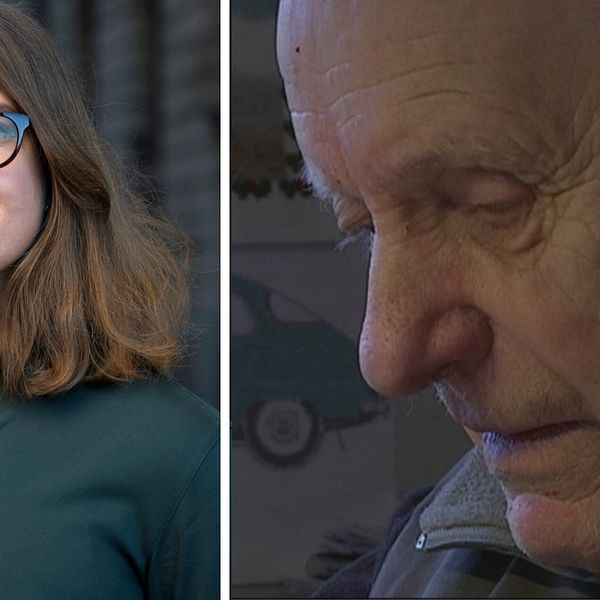 En delad bild som visar en person i en grön skjorta med utsläppt hår på vänster sida, och en annan oskarp bild av en person med runda, mörka solglasögon på höger sida. Båda bilderna har en neutral bakgrund som inte distraherar från huvudfokuset.