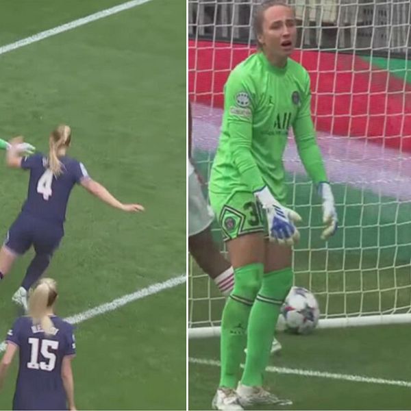 Det var dålig kommunikation mellan backen Paulina Dudek och målvakten Barbora Votikova vid Lyons 3-1.