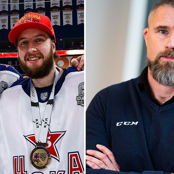KHL-mästarna Klas Dahlbeck och Adam Reideborn, och förbundets generalsekreterare Johan Stark.