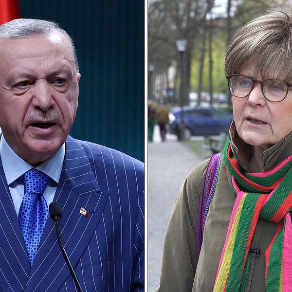 Turkiets president Recep Tayyip Erdogan och Ulla Gudmundsson, tidigare biträdande chef för Sveriges Natodelegation.