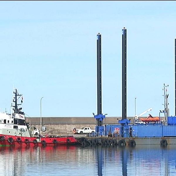 Benen till pråmplattform för borr. Gotland