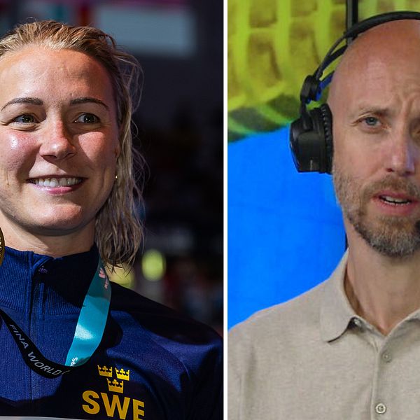 Sarah Sjöström och SVT:s simexpert Lars Frölander