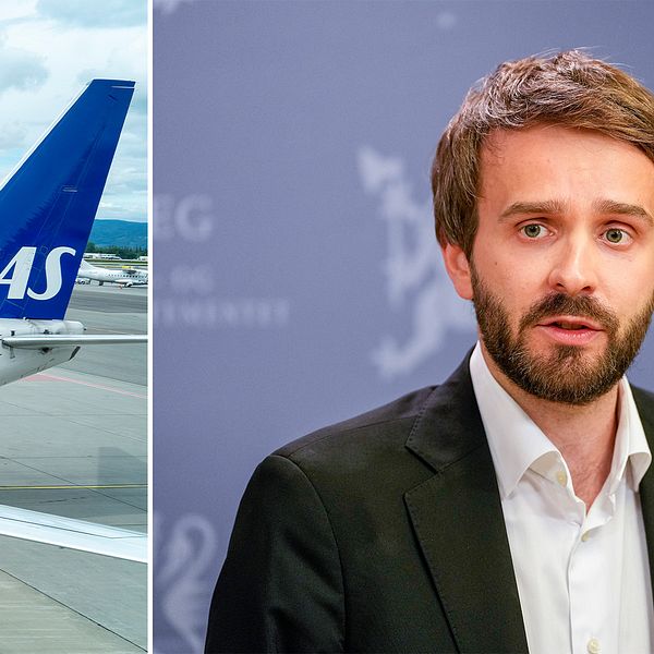 Flygplan på Oslo flygplats/ Norges Näringsminister Jan Christian Vestre
