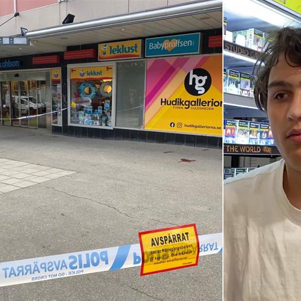 Simon Asplin, butiksbiträde och platsen mannen sköts på i Hudiksvall.