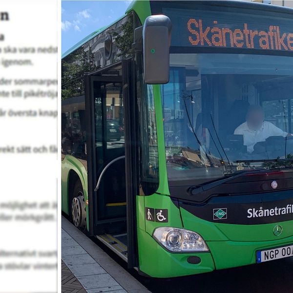 Fotomontage med en bild från Skånetrafikens hemsida och en bild på en buss
