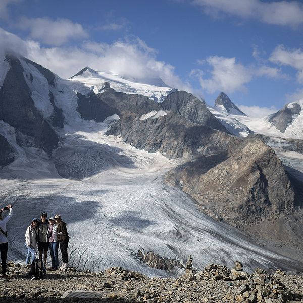 Glaciärerna Pers och Morteratsch har minskat i omfång. Bild från tidigare i augusti.