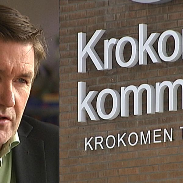 Andreas Karlsson Socialnämndens ordförande och skylt på kommunen.