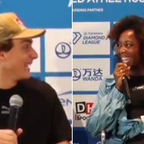 Duplantis pikade Fraser-Pryce på presskonferensen.