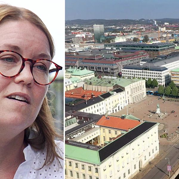 Maria Solevid, kvinna i glasögon och brunt hår samt flygbild över centrala Göteborg
