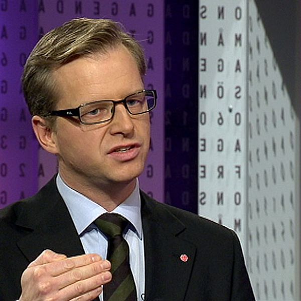 Mikael Damberg, Socialdemokraternas gruppledare, i Agenda. Foto: SVT