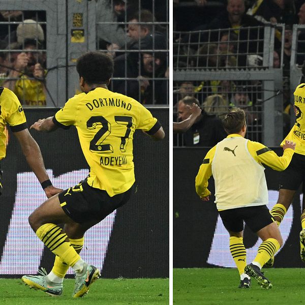 Dortmunds Anthony Modeste firade rejält med sina lagkamrater.
