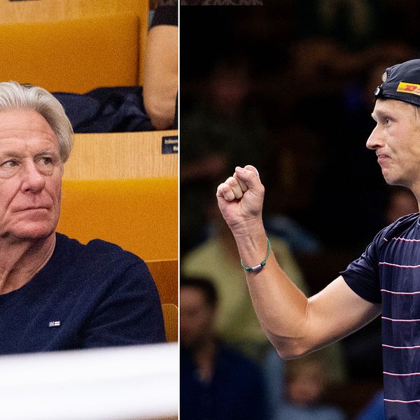 Tennislegendaren Björn Borg var på plats i Kungliga tennishallen för att se sonen Leo Borg spela i Stockholm Open.