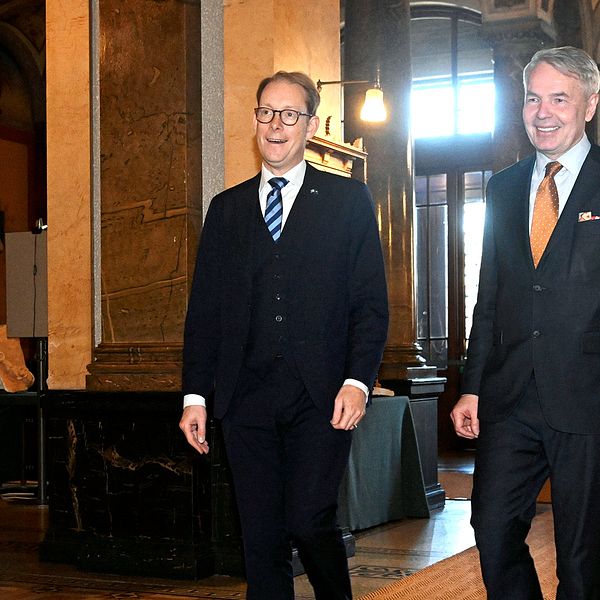 Sveriges nya utrikesminister Tobias Billström och Finlands utrikesminister Pekka Haavisto.