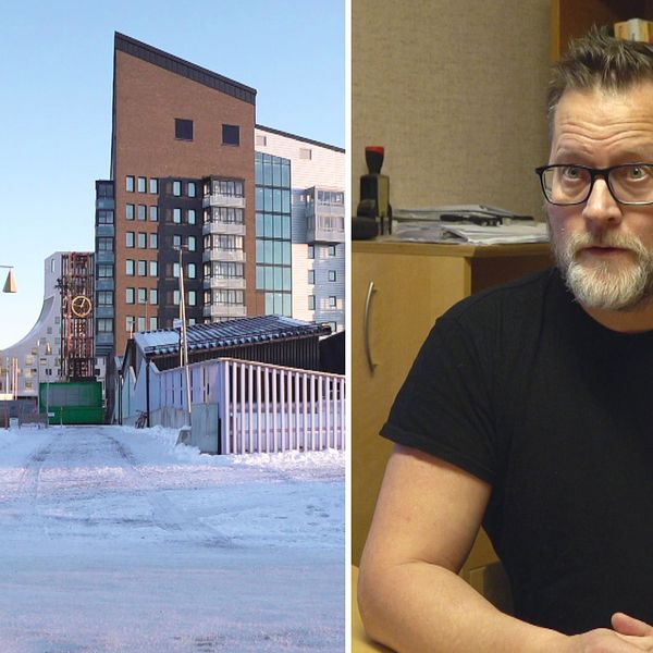 Joakim Lindholm, Byggnads ordförande i region Norrbotten, intervjuas av SVT och riktar skarp kritik mot Kiruna kommun som inte kräver att entreprenörerna tecknar kollektivavtal.