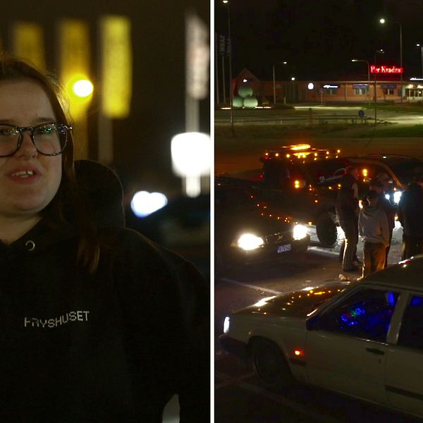 en ungdom i Avesta och en parkering med epa-traktorer och ungdomar.