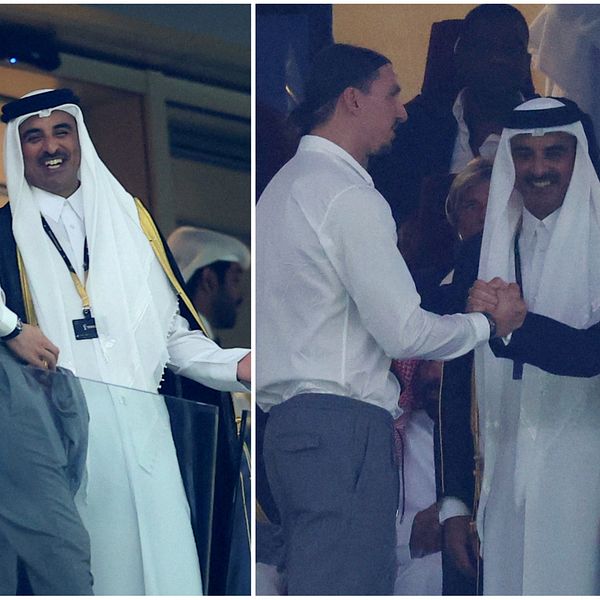 Zlatan på gott humör tillsammans med shejk Tamim bin Hamad Al Thani.