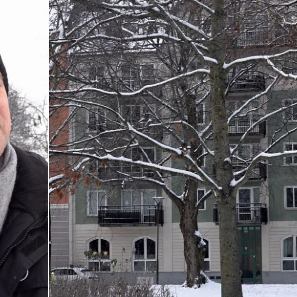 Bild på en man i mössa och en bild på lägenheter i ett snötäckt Karlstad. Mannen heter Anders Tallgren (S) och han berättar om sin vision för bostadssituationen i Karlstad hur han vill lösa bristen på bostäder.