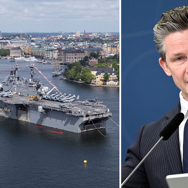 Det amerikanska amfibiestridsfartyget USS låg förankrat i Stockholm inför övningen Baltops 22. Försvarsminister Pål Jonson