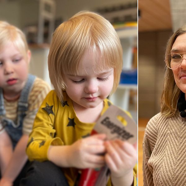 Psykolog Emma Lindeblad och förskolebarn i Ljungby.