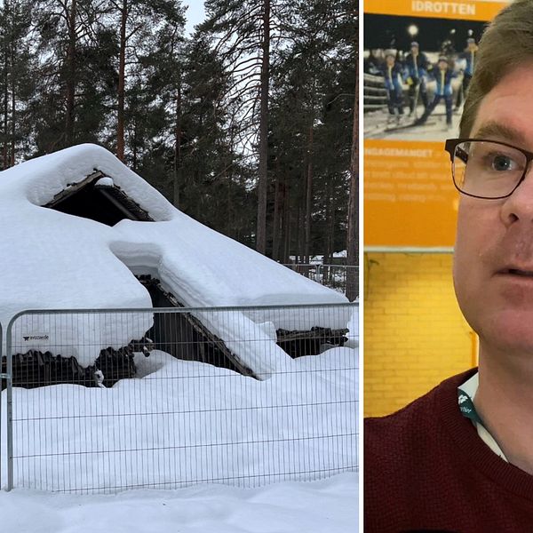 snötäckt hydda bakom staket i Gene Fornby, samt närbild på Björn Olsson – en man med glasögon