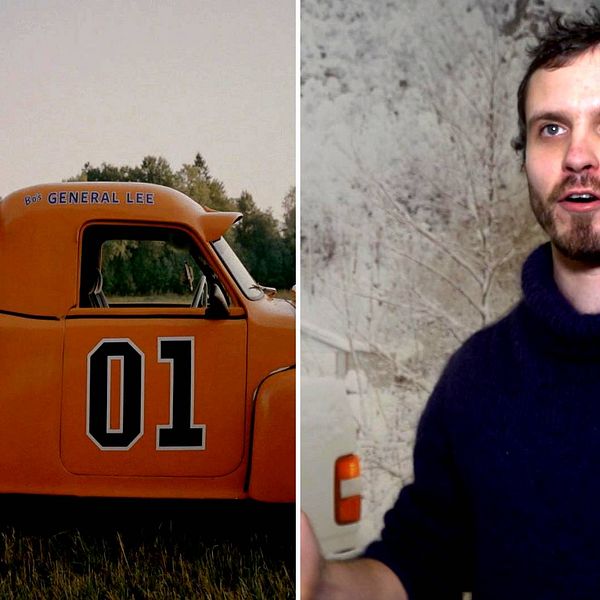 Montage med en bild på en kille sittandes på sin A-traktor och en bild på en man (dokumentärfotografen Benjamin Nørskov).