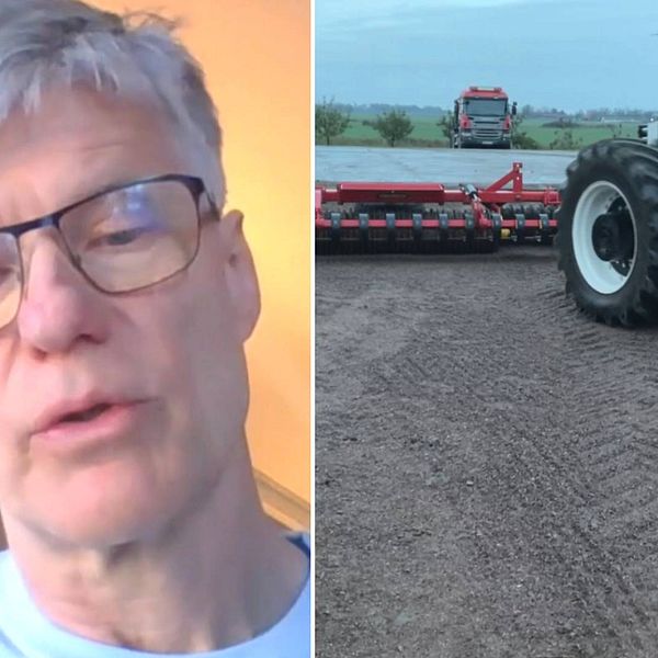 Göran Bergkvist, professor inom jordbruksvetenskap på SLU och en bild på en lantbruksmaskin.