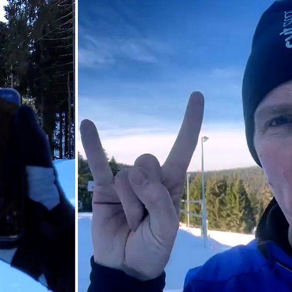 I klippet: Björn Ferry flyger ner för damernas sprintbacke i Oberhof