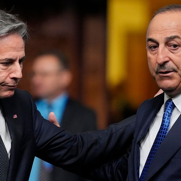USA:s utrikesminister Antony Blinken och Turkiets utrikesminister Mevlüt Cavusoglu vid ett möte i november förra året.
