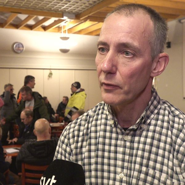 Sveaskogs regionchef i Norrbotten, Ulf Nilsson, på samtalsmötet i Pajala.