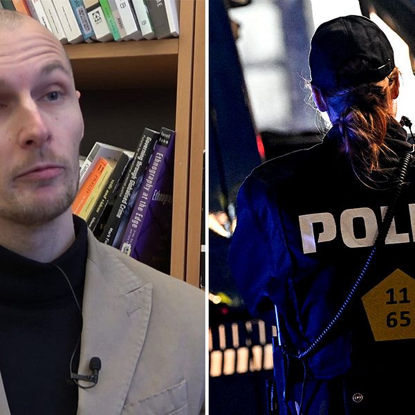 danska kriminlogen David Sausdal / en dansk polis fotad bakifrån.