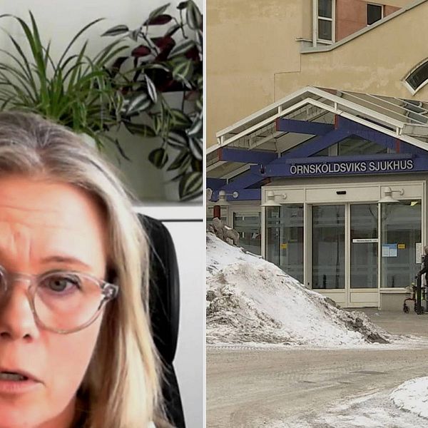 Kvinnosjukvårdens verksamhetschef Helena Dalin / entrén Örnsköldsviks sjukhus.