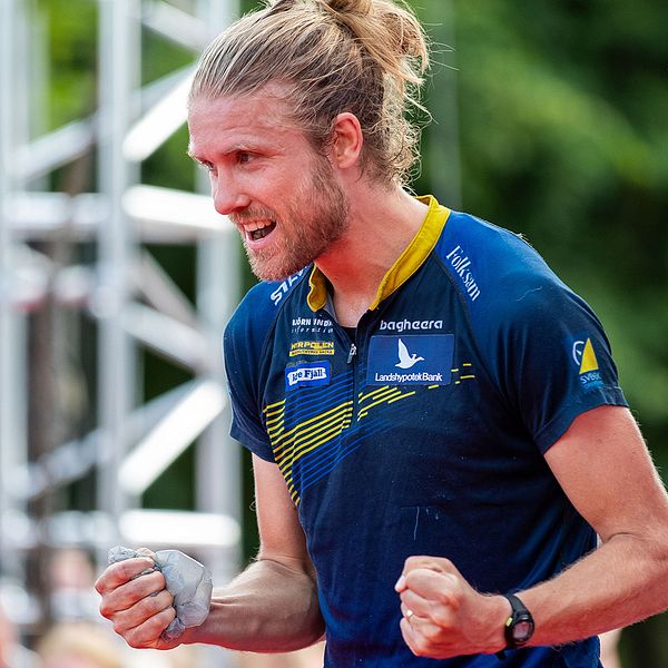 Gustav Bergman sprang sista sträckan för Sverige.